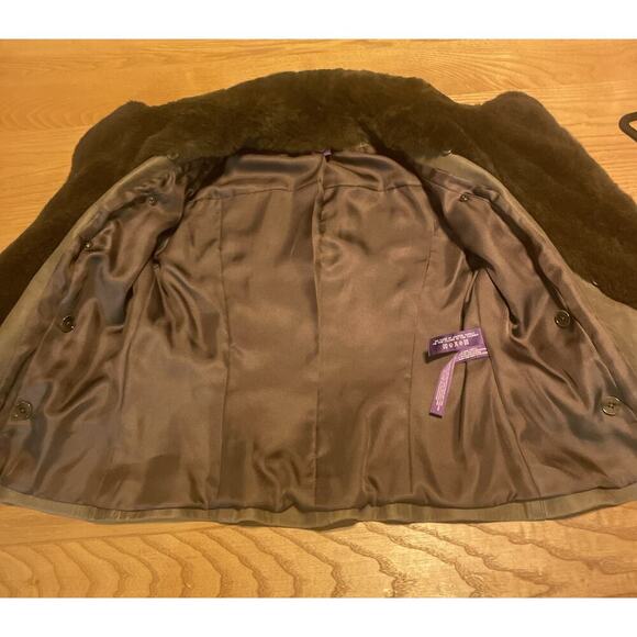 Vintage Ralph Lauren Purple Label Fur Collar Short Jacket Leather Belted Coat 8 - Picture 12 of 16